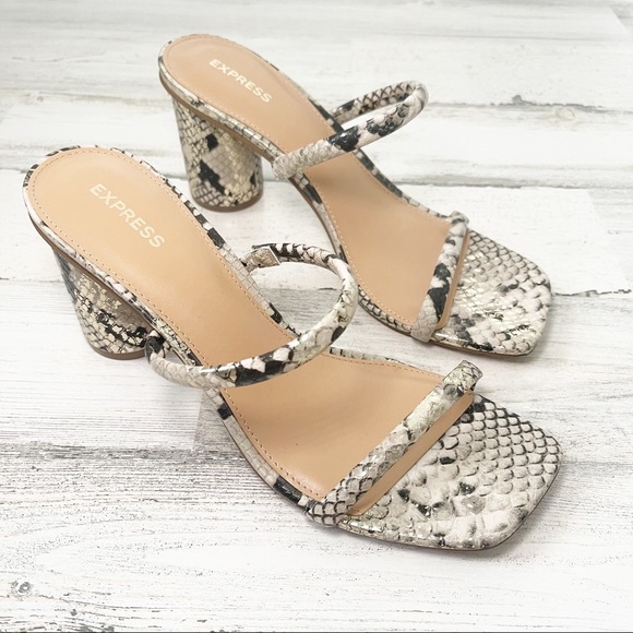 Express Shoes - EXPRESS Snake Skin Square Toe Block Heels